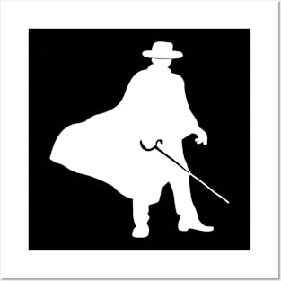 Zorro's Silhouette (White) Posters and Art